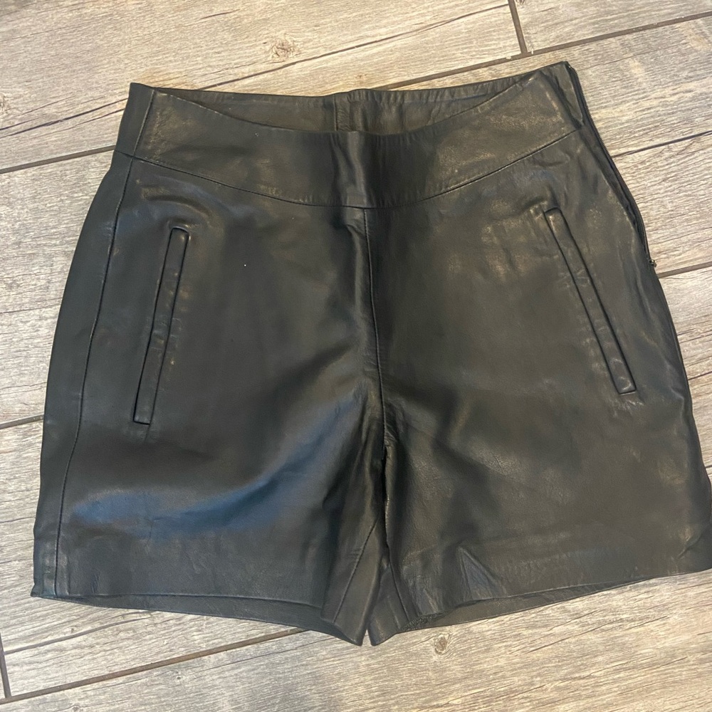 High Waist Black Leather Shorts